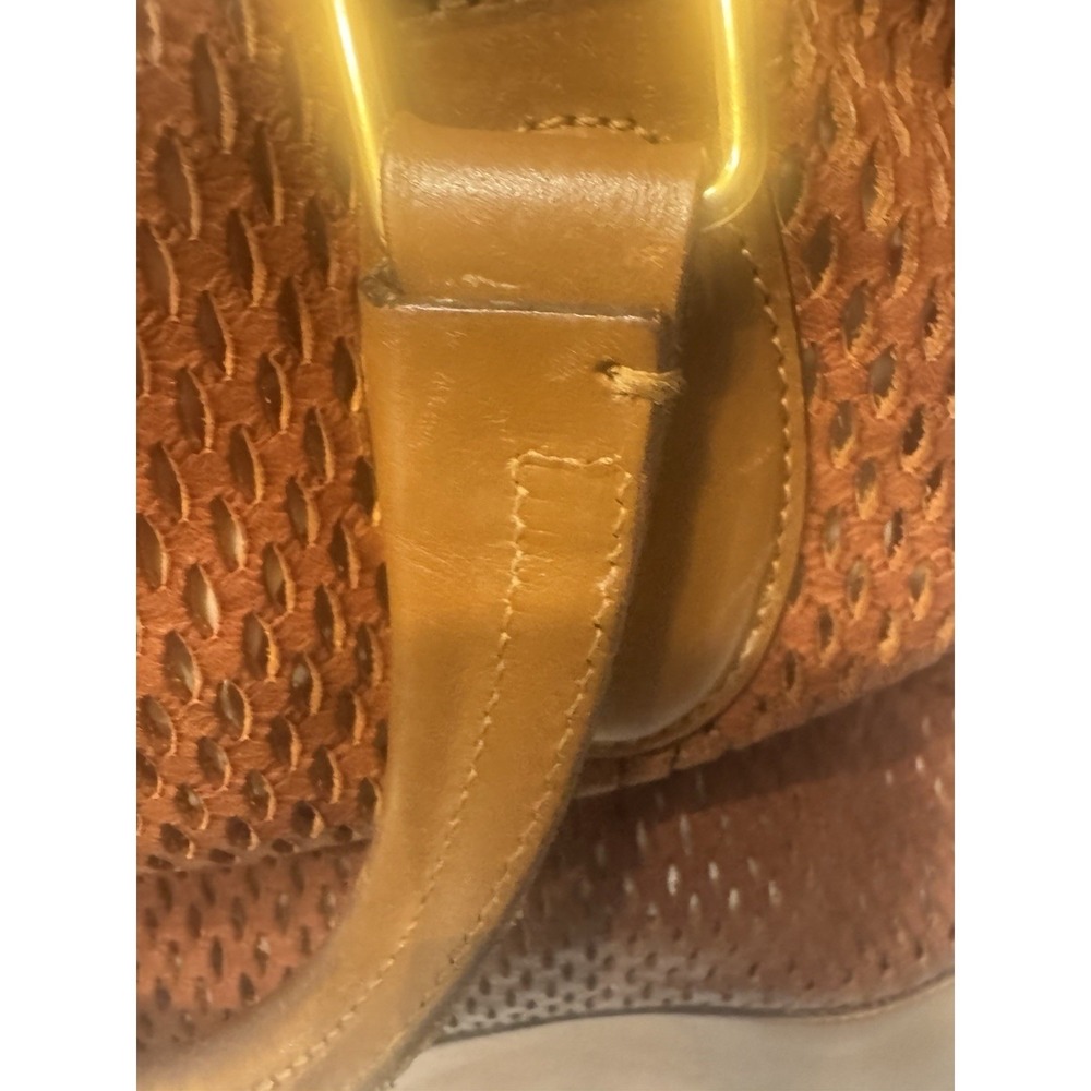 Chloé Brown Leather Perforated Satchel Tote‎ Bag - Picture 5 of 9